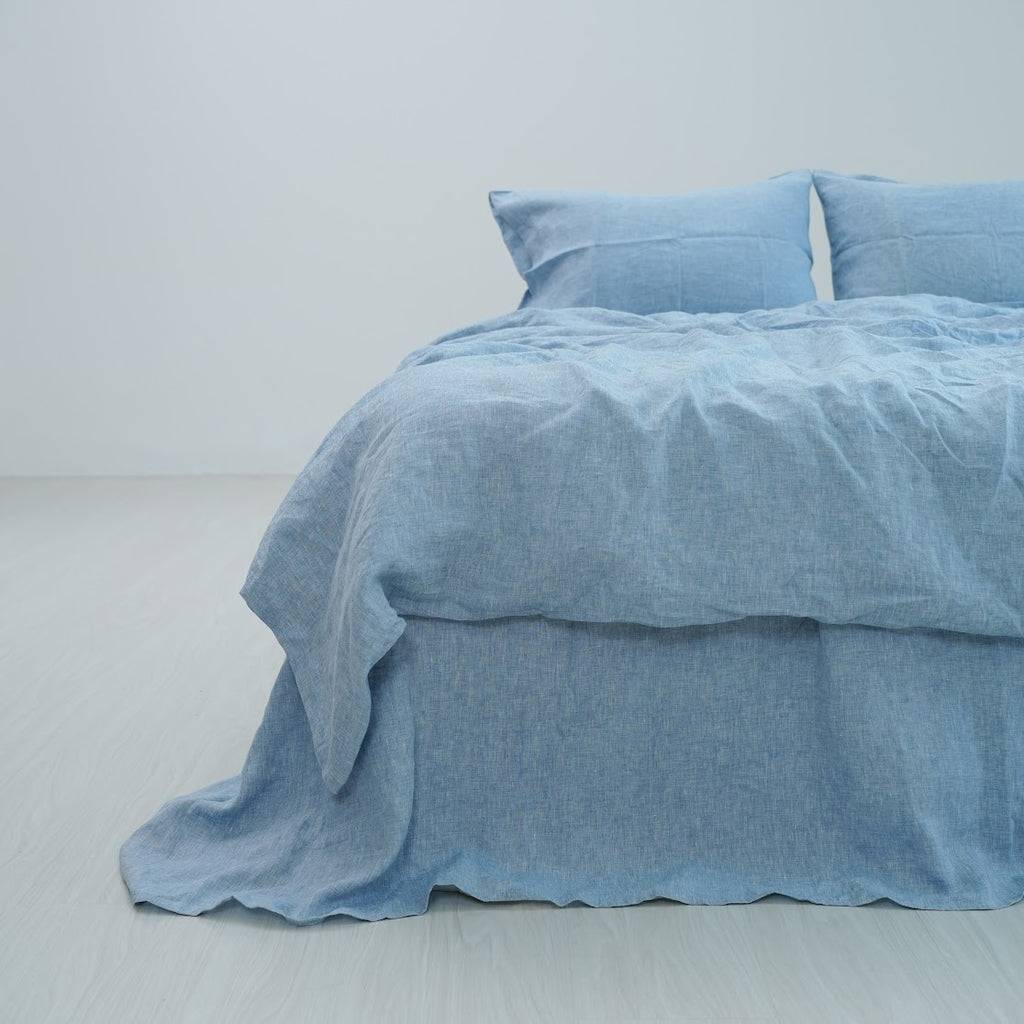 Blue French Linen Duvet Cover | Yarn-Dyed | Handmade