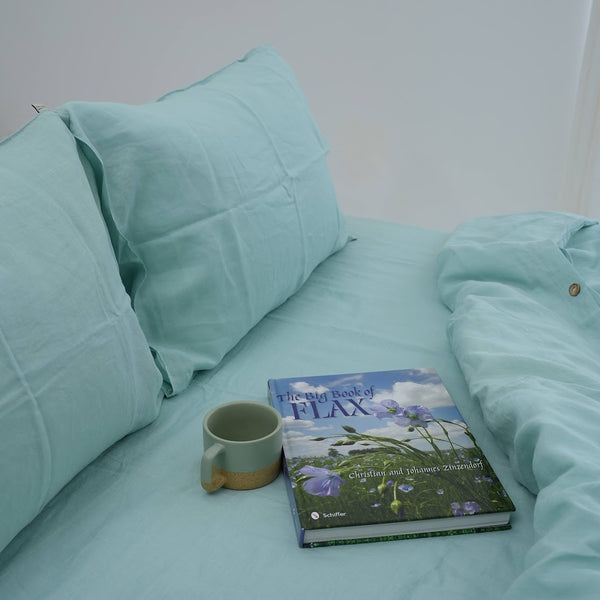 Mint French Linen Pillowcase - Plain Dyeing 32