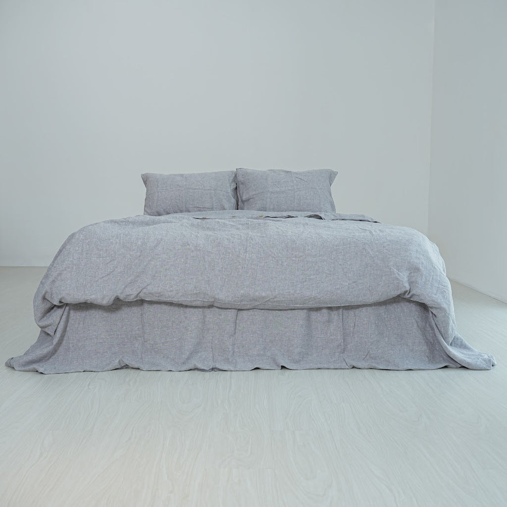 Gray French Linen Duvet Cover | Yarn-Dyed | Handmade