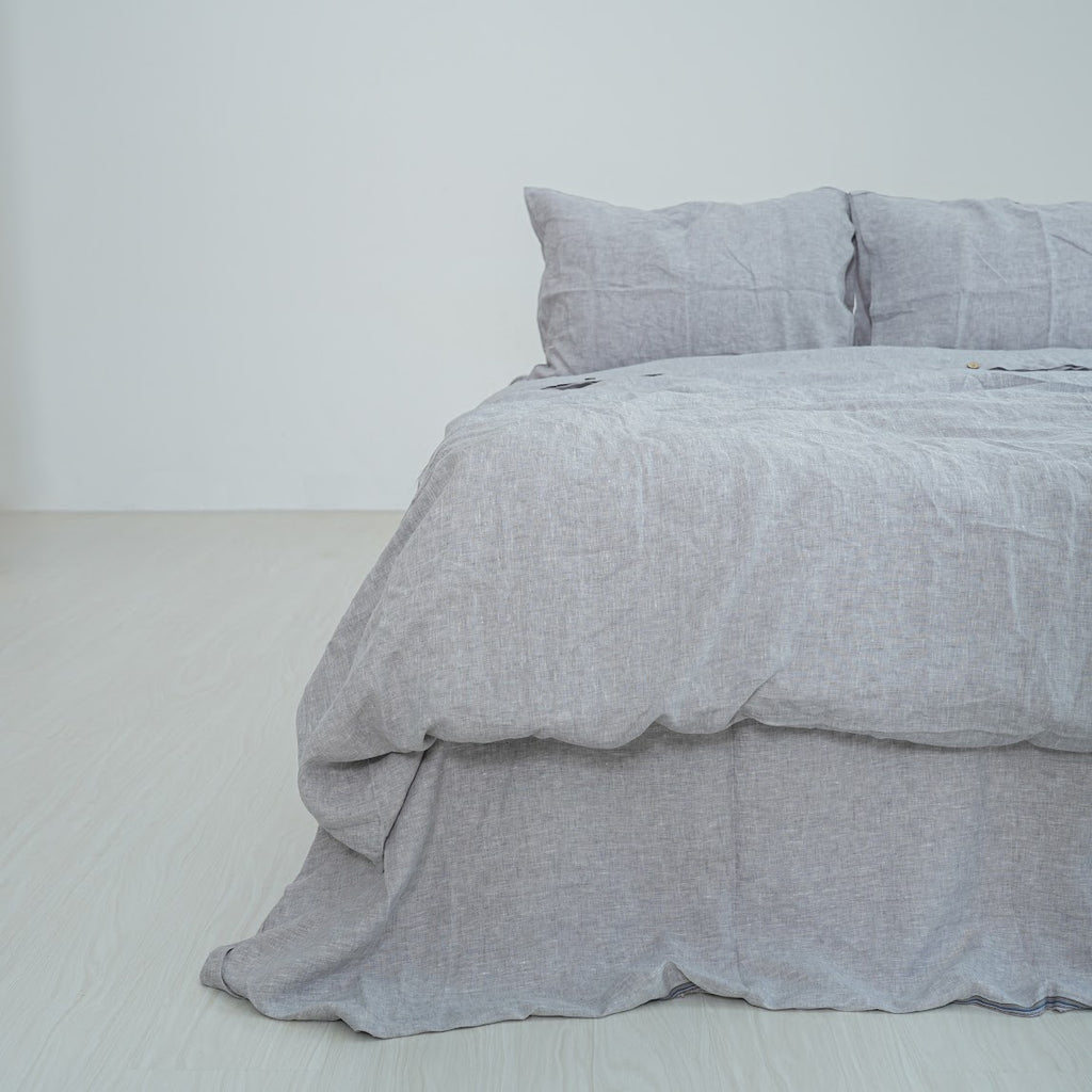 Gray French Linen Duvet Cover | Yarn-Dyed | Handmade