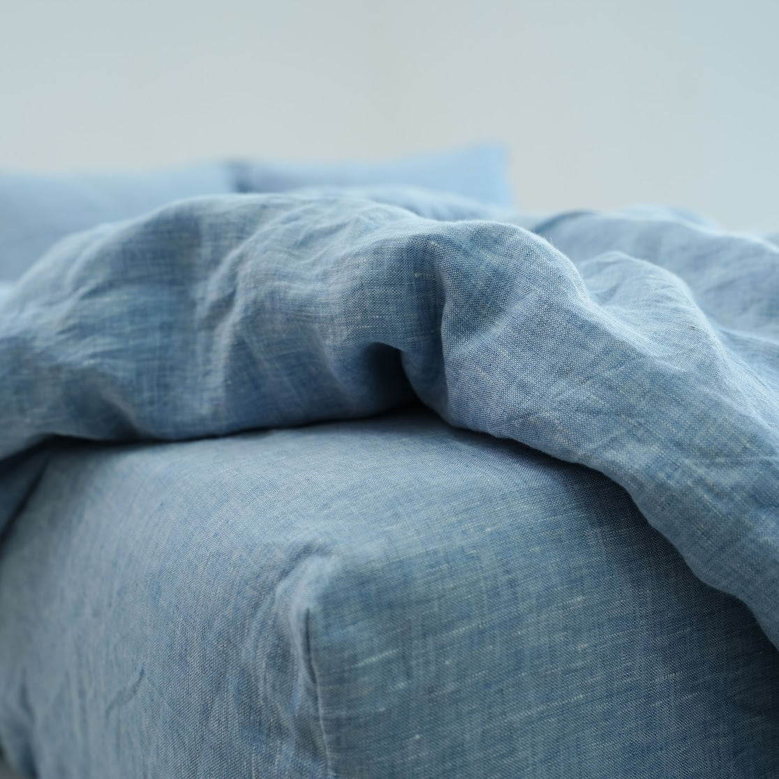 Blue French Linen Pillowcase | Yarn-Dyed | Handmade