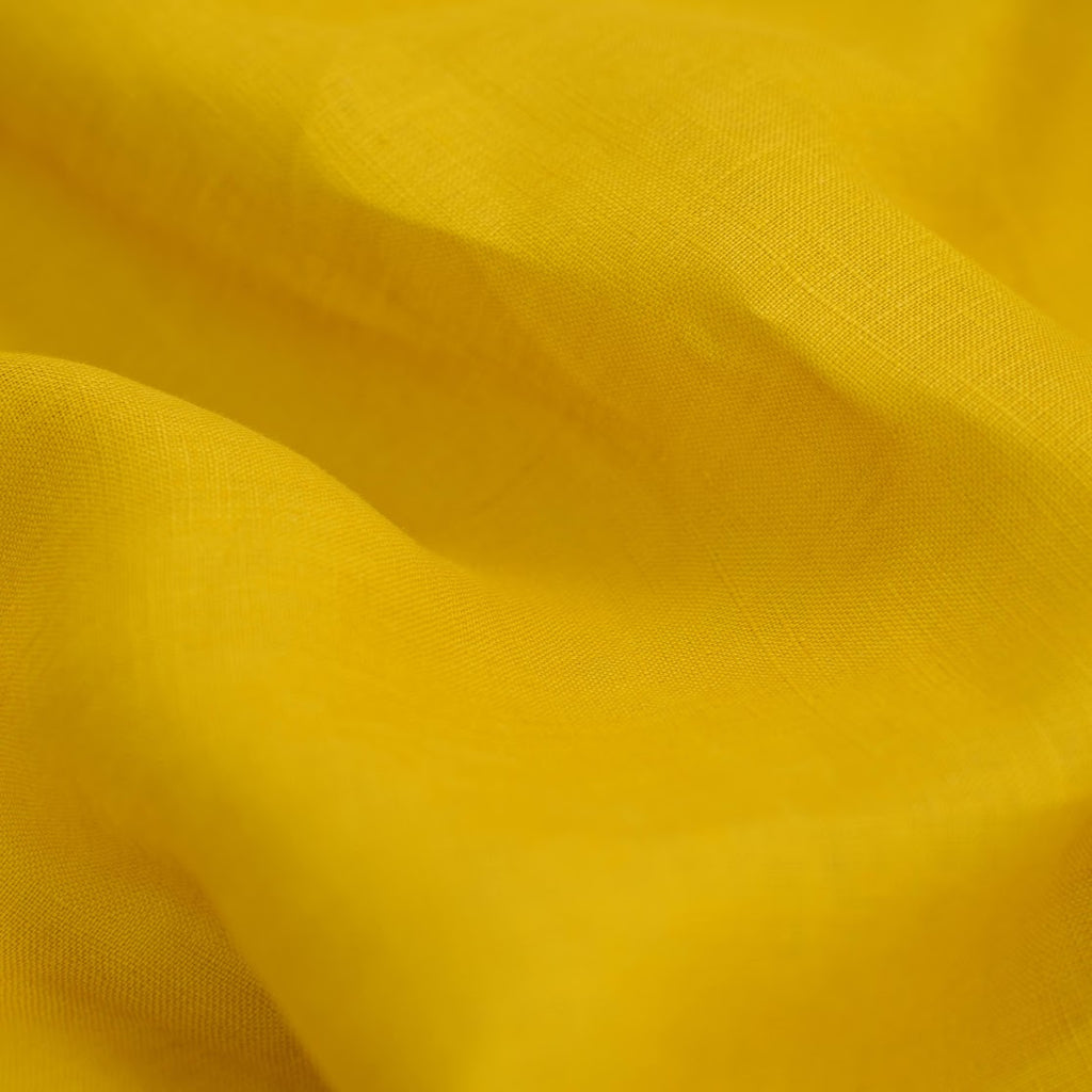 Yellow French Linen Duvet Cover+2 Pillowcases Set - Plain Dyeing 34