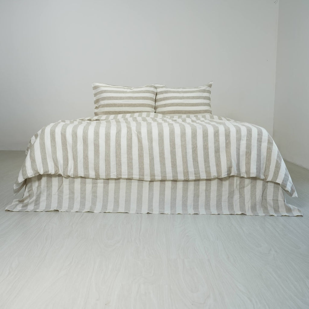 Flax Striped French Linen Duvet Cover | Yarn-Dyed | Handmade