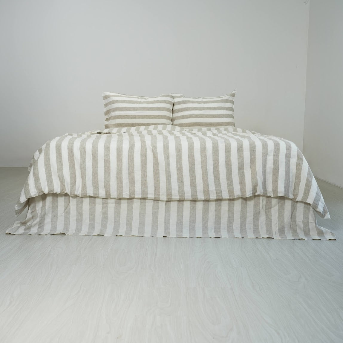 Flax Striped French Linen Duvet Cover | Yarn-Dyed | Handmade