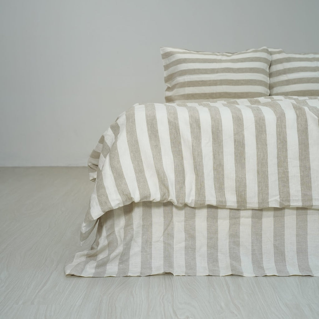 Flax Striped French Linen Duvet Cover | Yarn-Dyed | Handmade