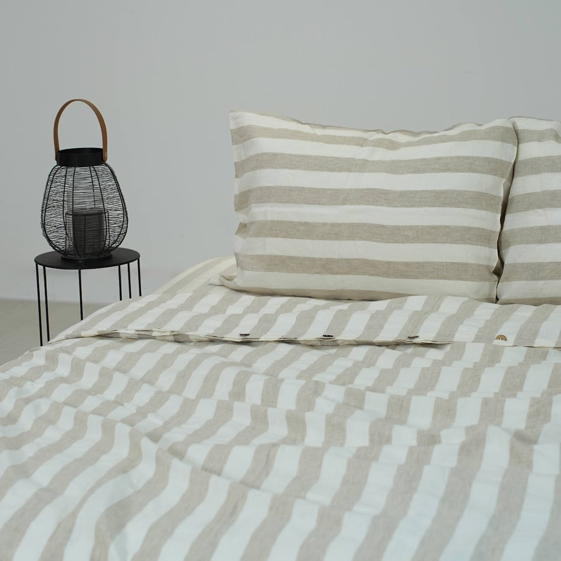 Flax Striped French Linen Duvet Cover | Yarn-Dyed | Handmade