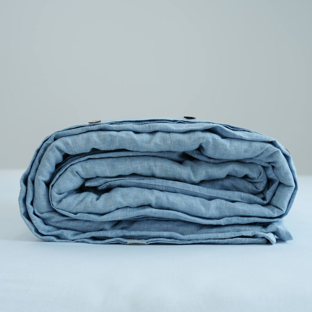 Light Blue French Linen Top Sheet | 100% Linen Flat Sheet