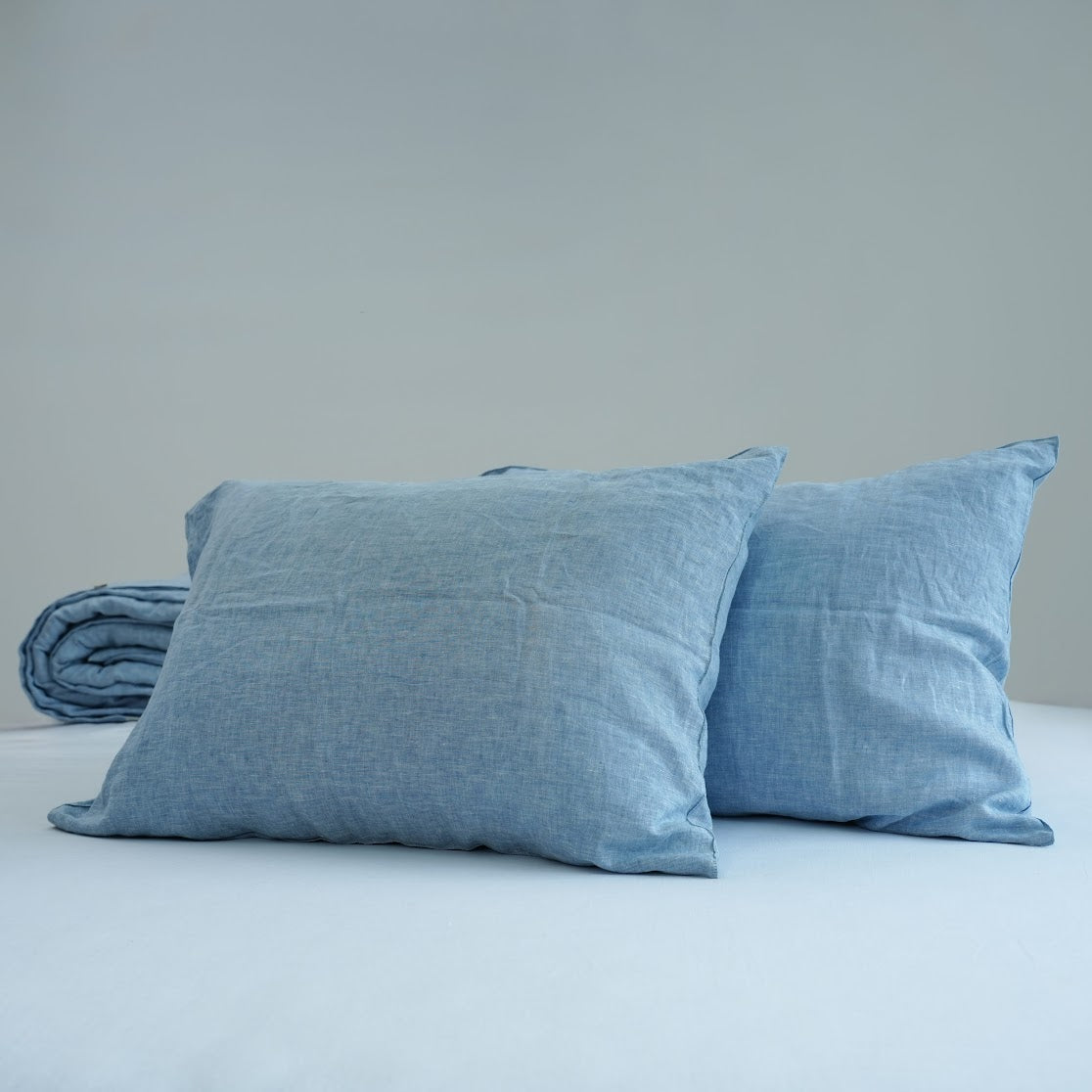 Light Blue French Linen Top Sheet | 100% Linen Flat Sheet