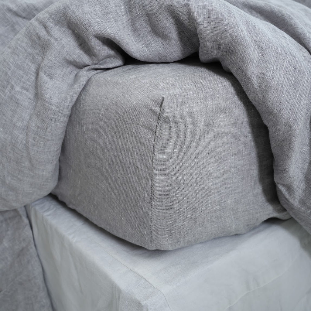 Gray French Linen Duvet Cover | Yarn-Dyed | Handmade