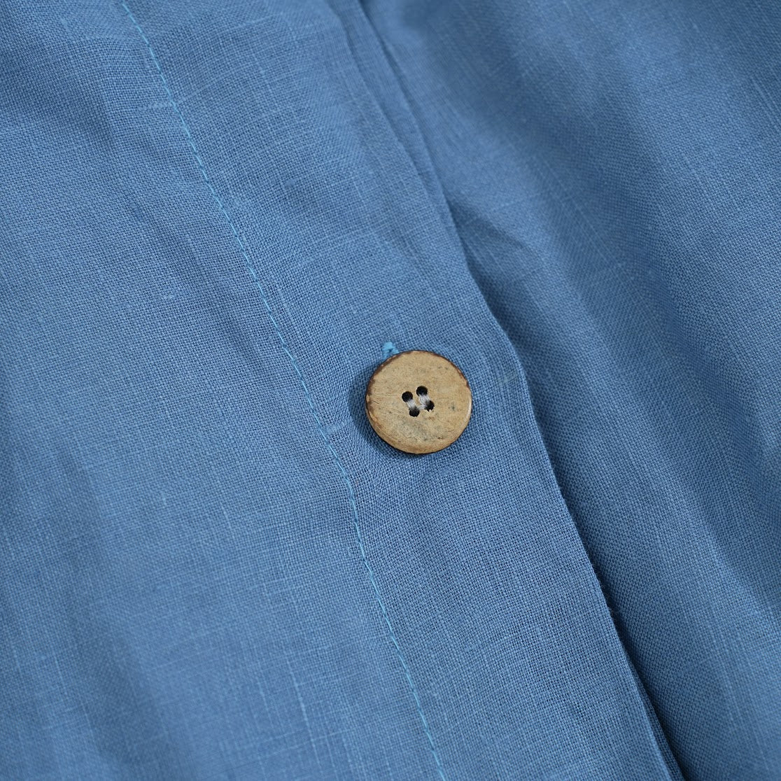Navy Blue French Linen Fitted Sheet Set - Deep Pocket with 2 Pillowcases