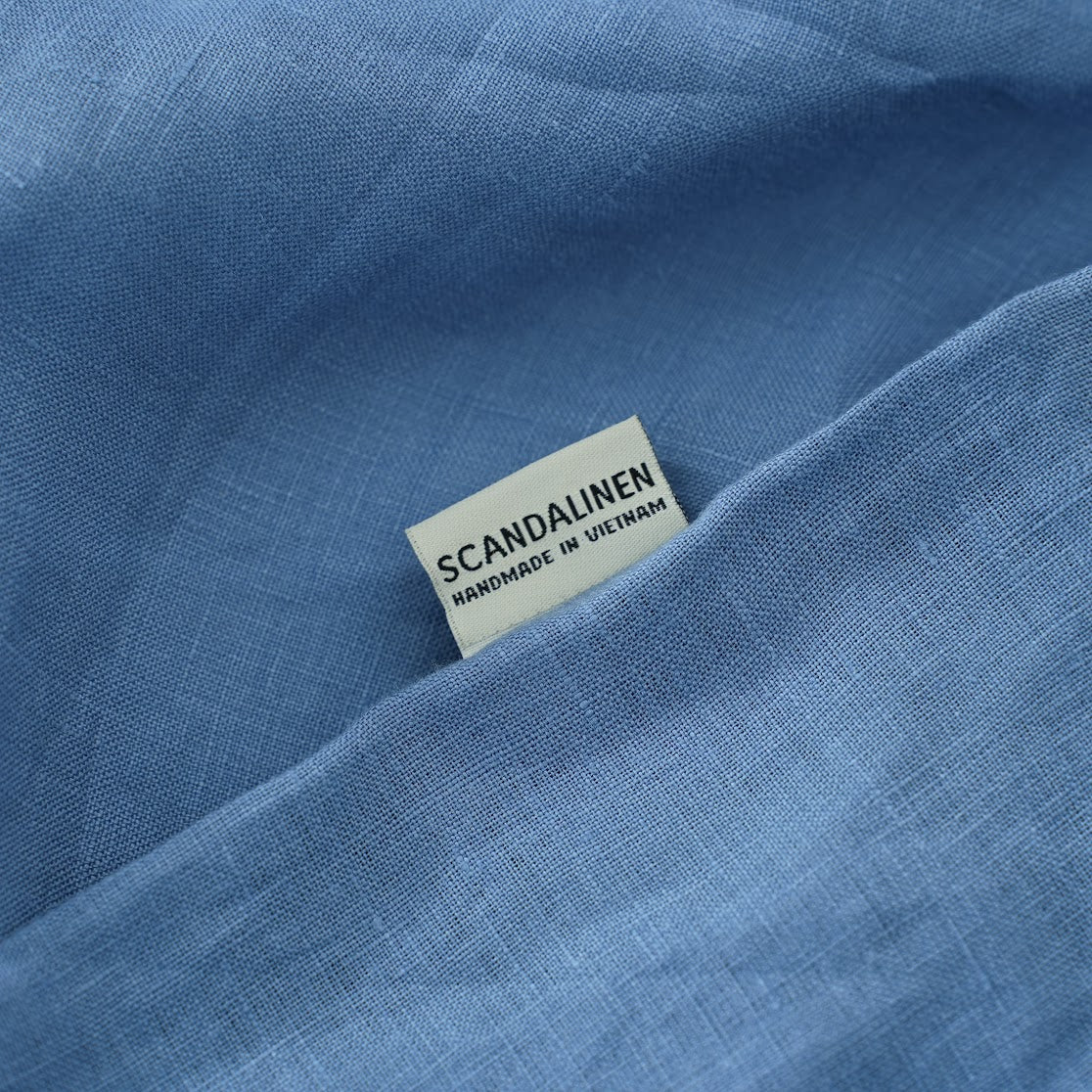 Navy Blue French Linen Fitted Sheet Set - Deep Pocket with 2 Pillowcases