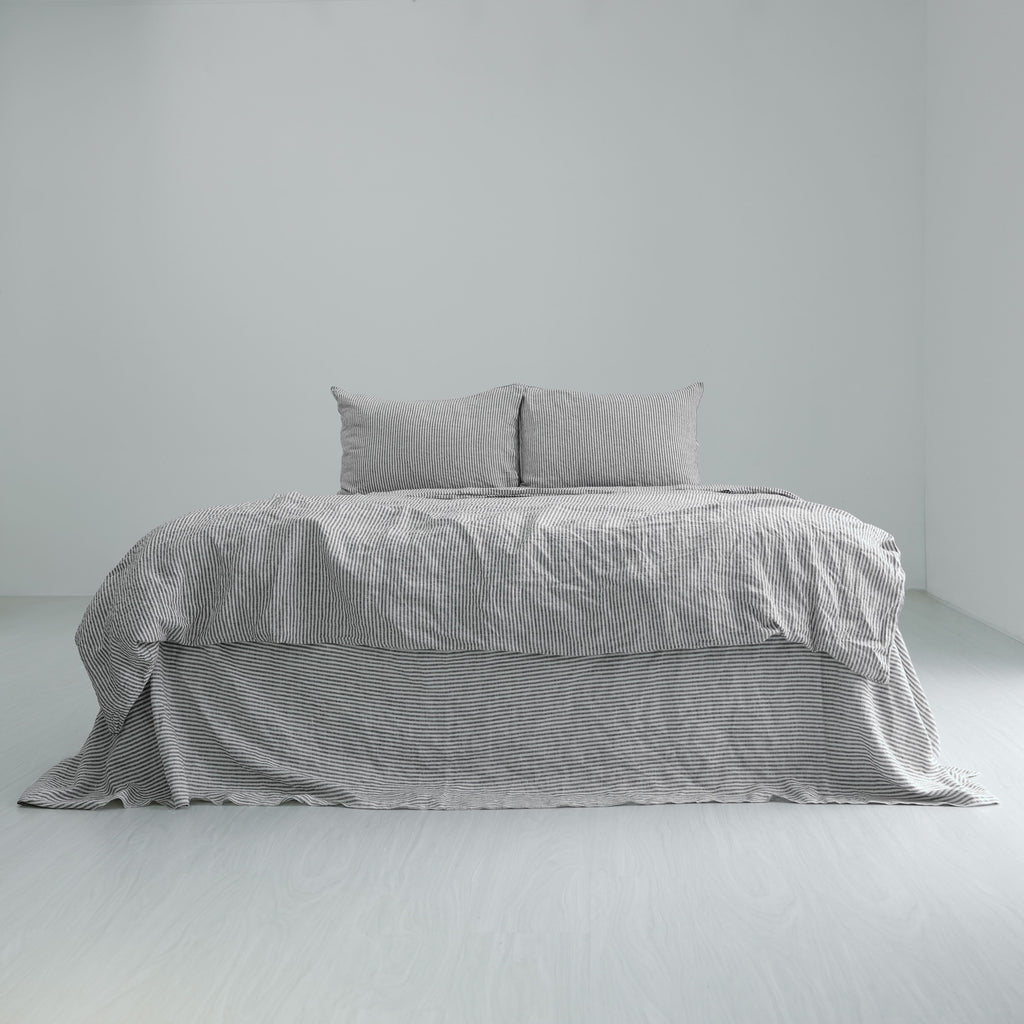 Coffee Striped French Linen Pillowcase | Yarn-Dyed | Handmade