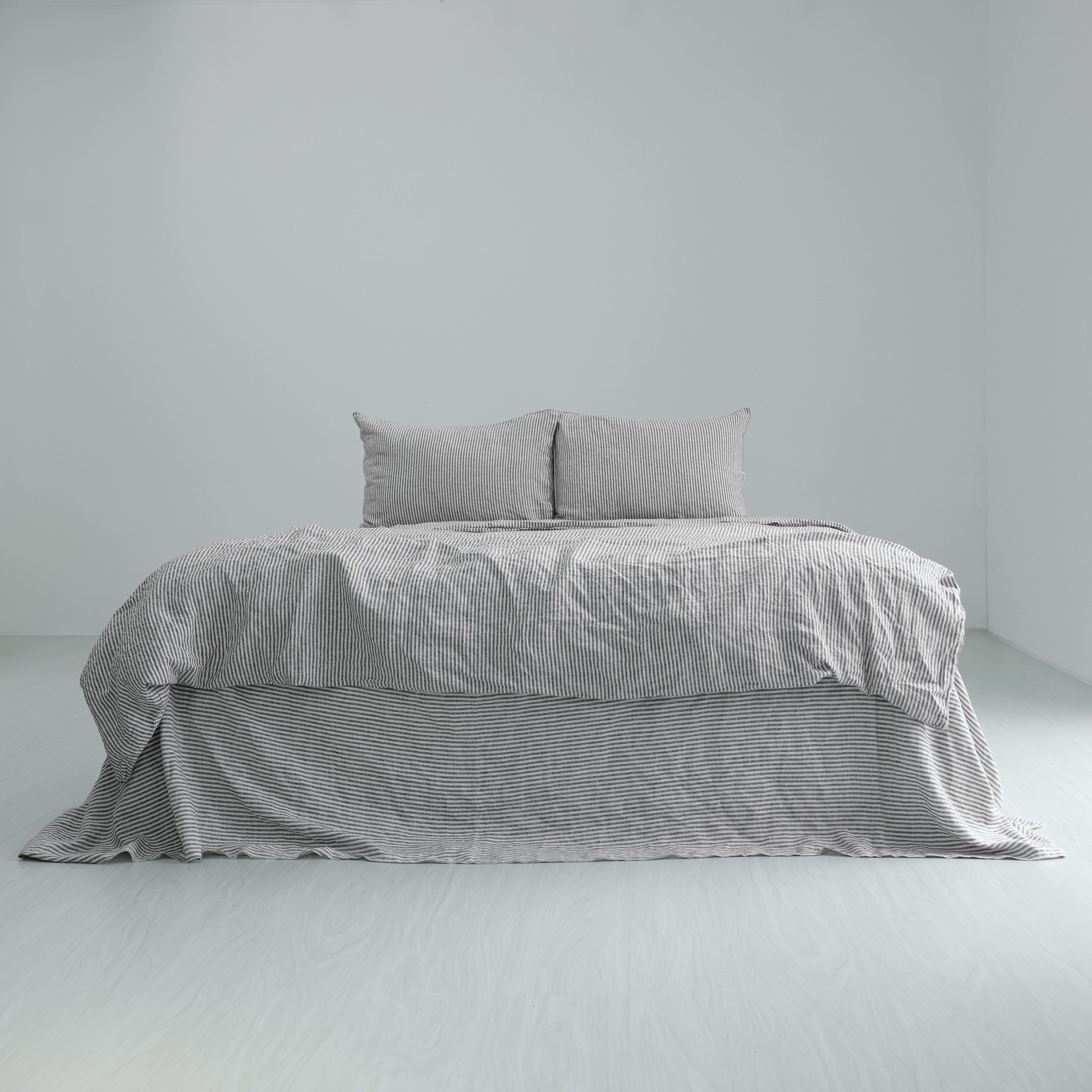 Coffee Striped French Linen Pillowcase | Yarn-Dyed | Handmade