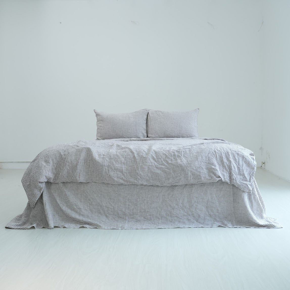 Coffee Striped French Linen Duvet Cover | Yarn-Dyed | Handmade