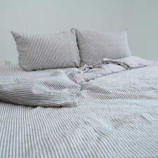 Striped French Linen Duvet Cover | Yarn-Dyed | Handmade