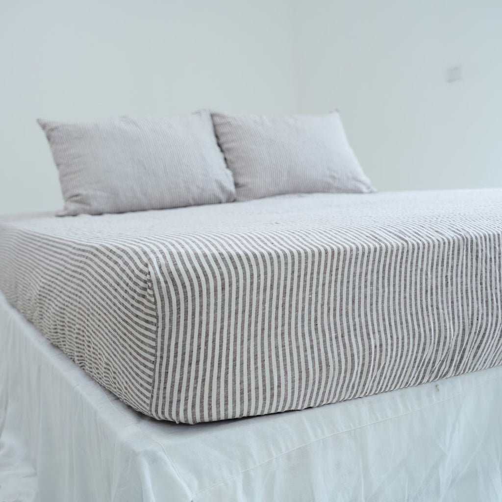 Striped French Linen Duvet Cover | Yarn-Dyed | Handmade