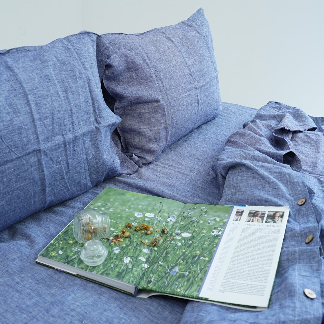 Jean French Linen Pillowcase | Yarn-Dyed | Handmade