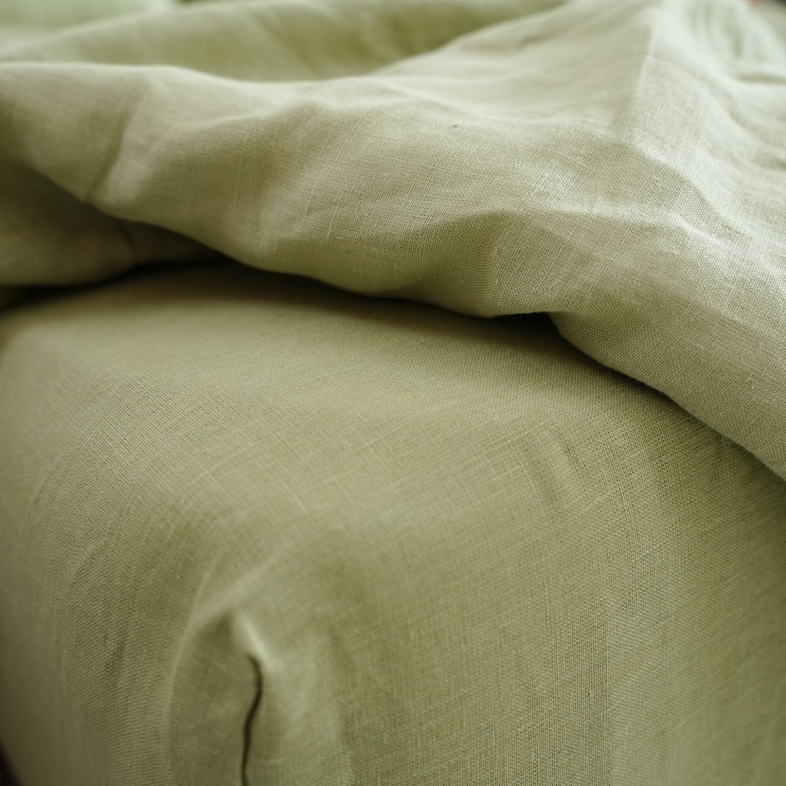 Avocado French Linen Duvet Cover | Plain Dyed
