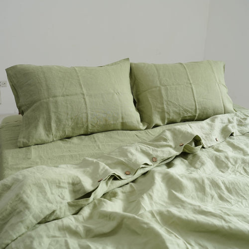 Avocado French Linen Pillowcase - Plain Dyeing 10