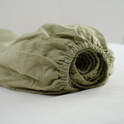 Avocado French Linen Duvet Cover | Plain Dyed