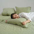 Avocado French Linen Duvet Cover | Plain Dyed