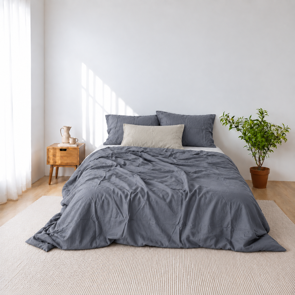 Denim Bamboo Linen Duvet Cover Set – 4-Piece | 45% Linen 55% Bamboo Rayon