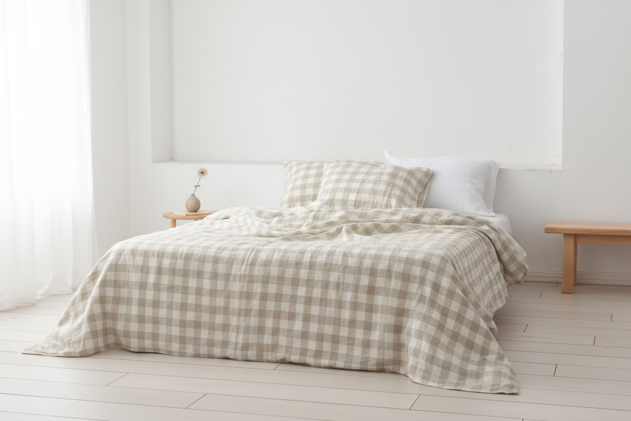 Grid linen duvet - Scandinavian setting 3