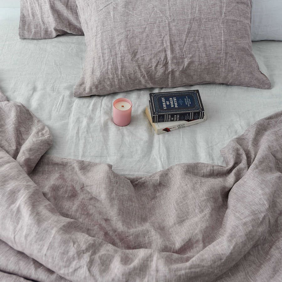 Light Purple French Linen Duvet Cover | Yarn-Dyed | Handmade
