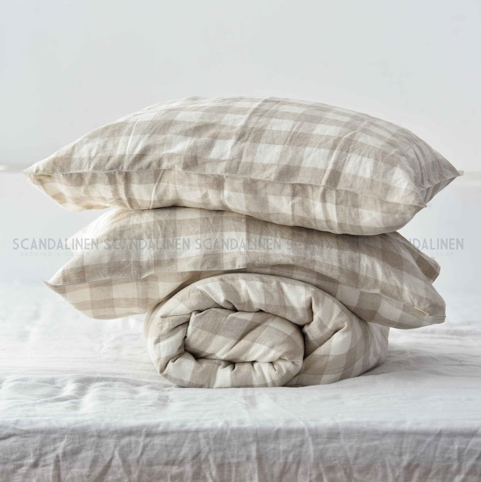 Grid French Linen Duvet Cover | Premium Bedding