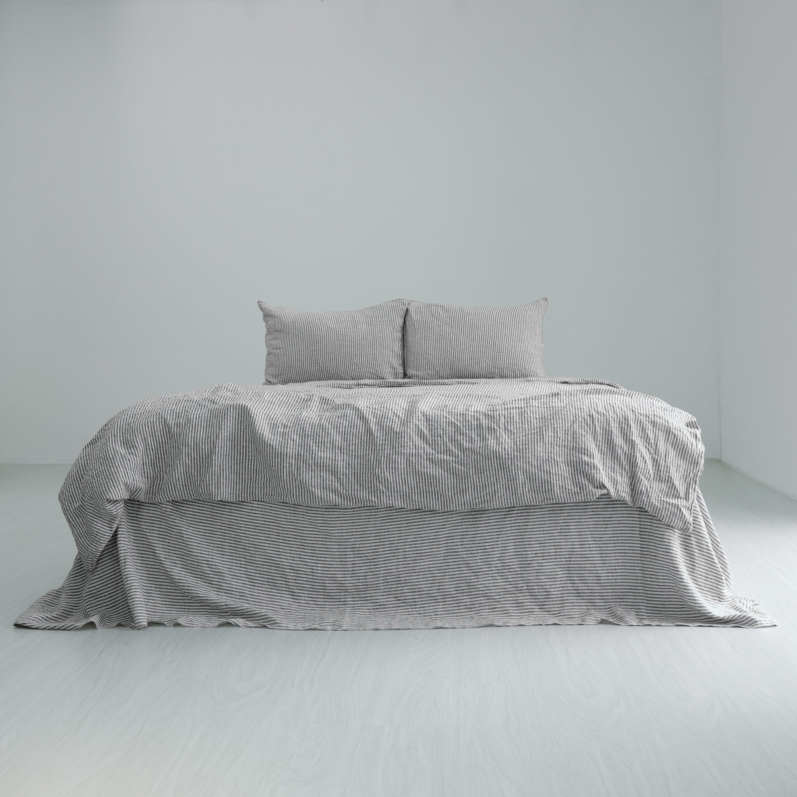 Striped Coffee French Linen Fitted Sheet - Yarn-Dyed Deep Pocket