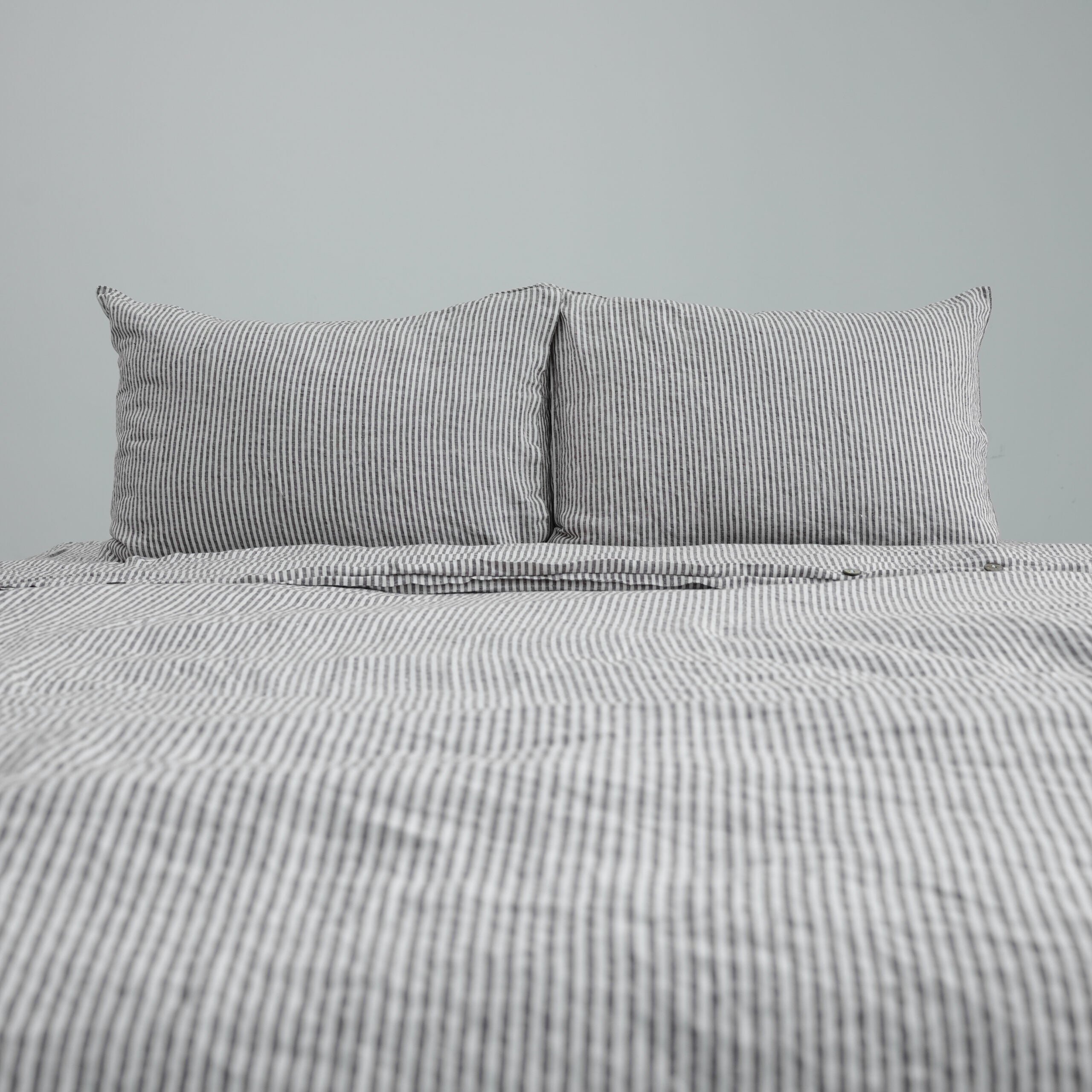 Striped Coffee French Linen Fitted Sheet - Yarn-Dyed Deep Pocket