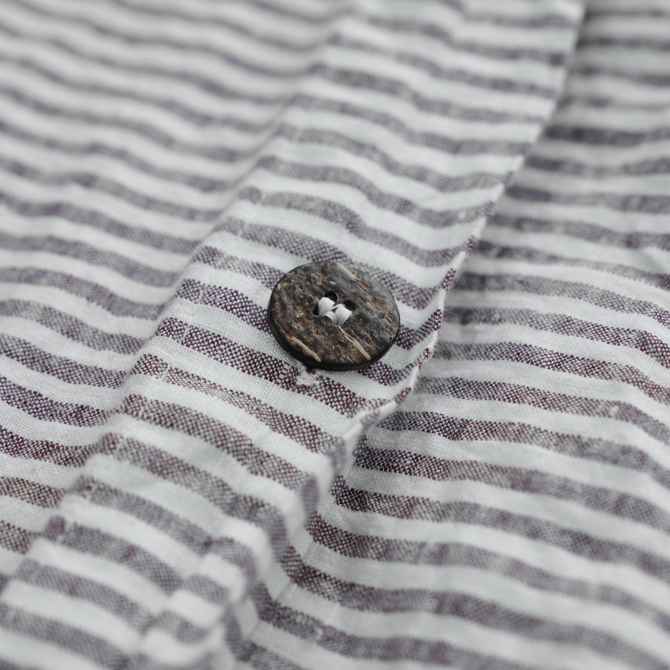 Striped Coffee French Linen Fitted Sheet - Yarn-Dyed Deep Pocket