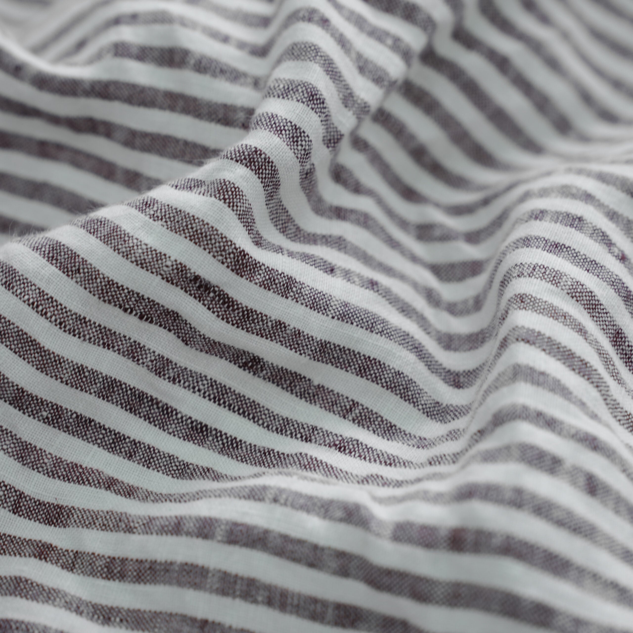 Striped Coffee French Linen Fitted Sheet - Yarn-Dyed Deep Pocket