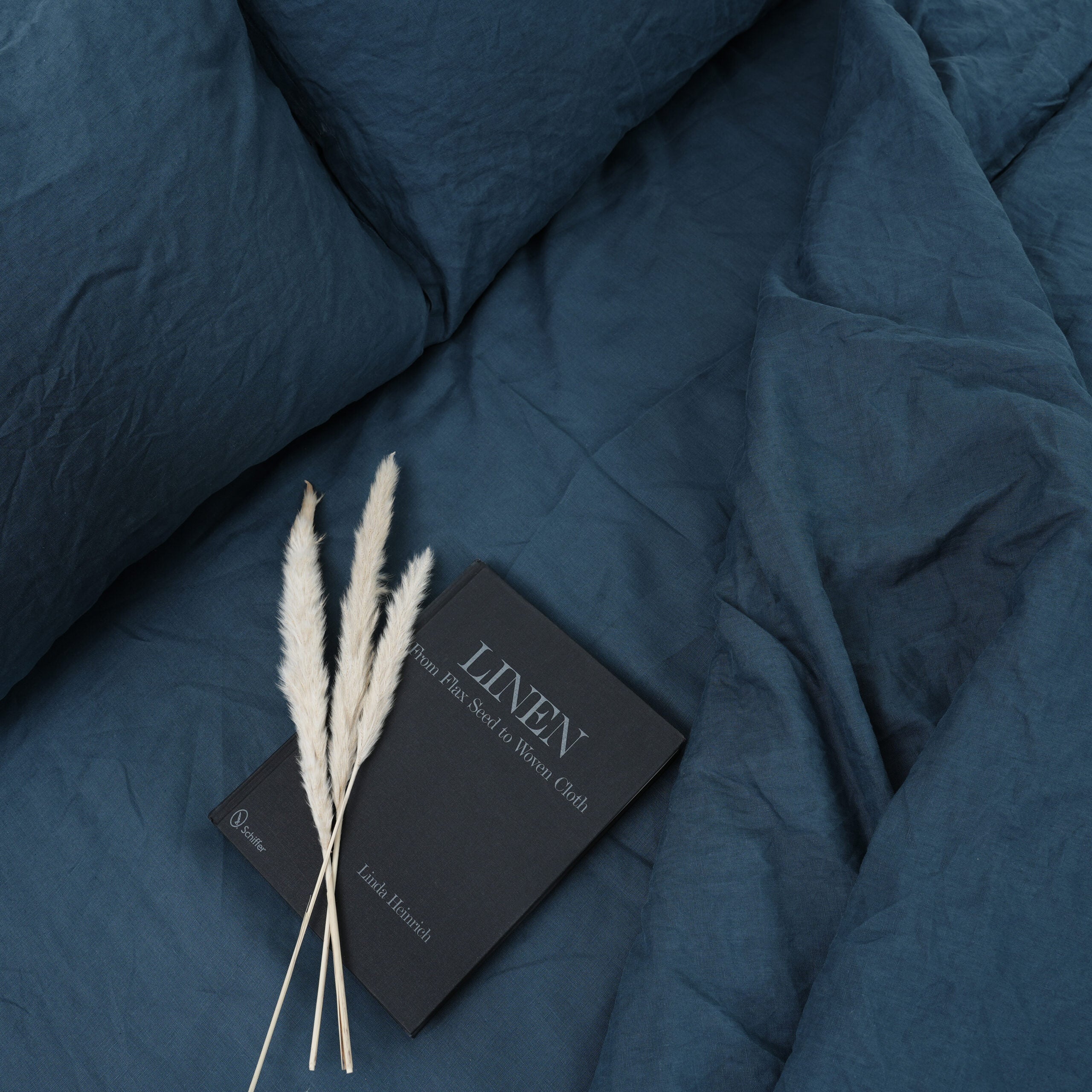 Azure French Linen Duvet Cover+2 Pillowcases Set - Plain Dyeing 36