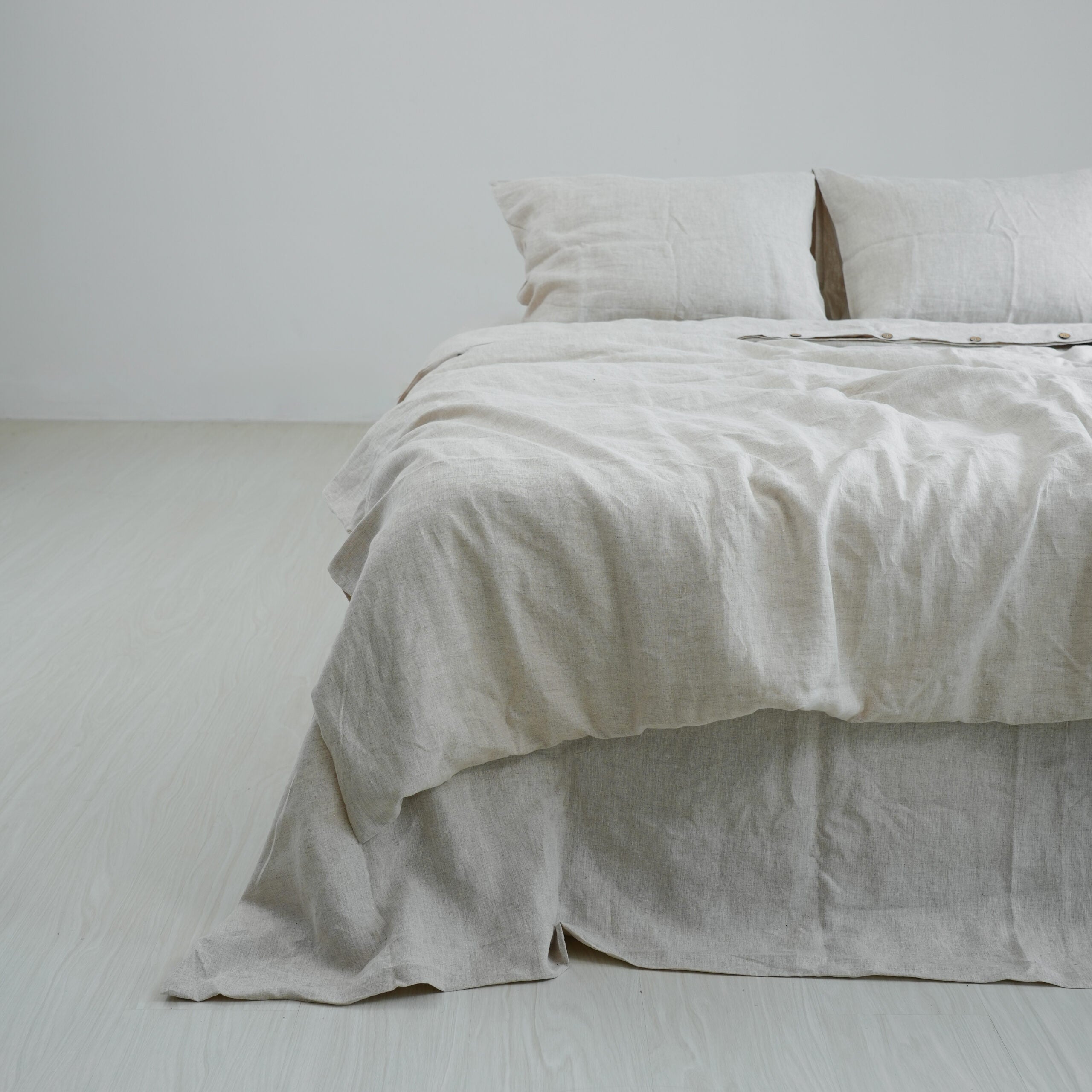 Flax French Linen Duvet Cover+2 Pillowcases Set - Plain Dyeing 07