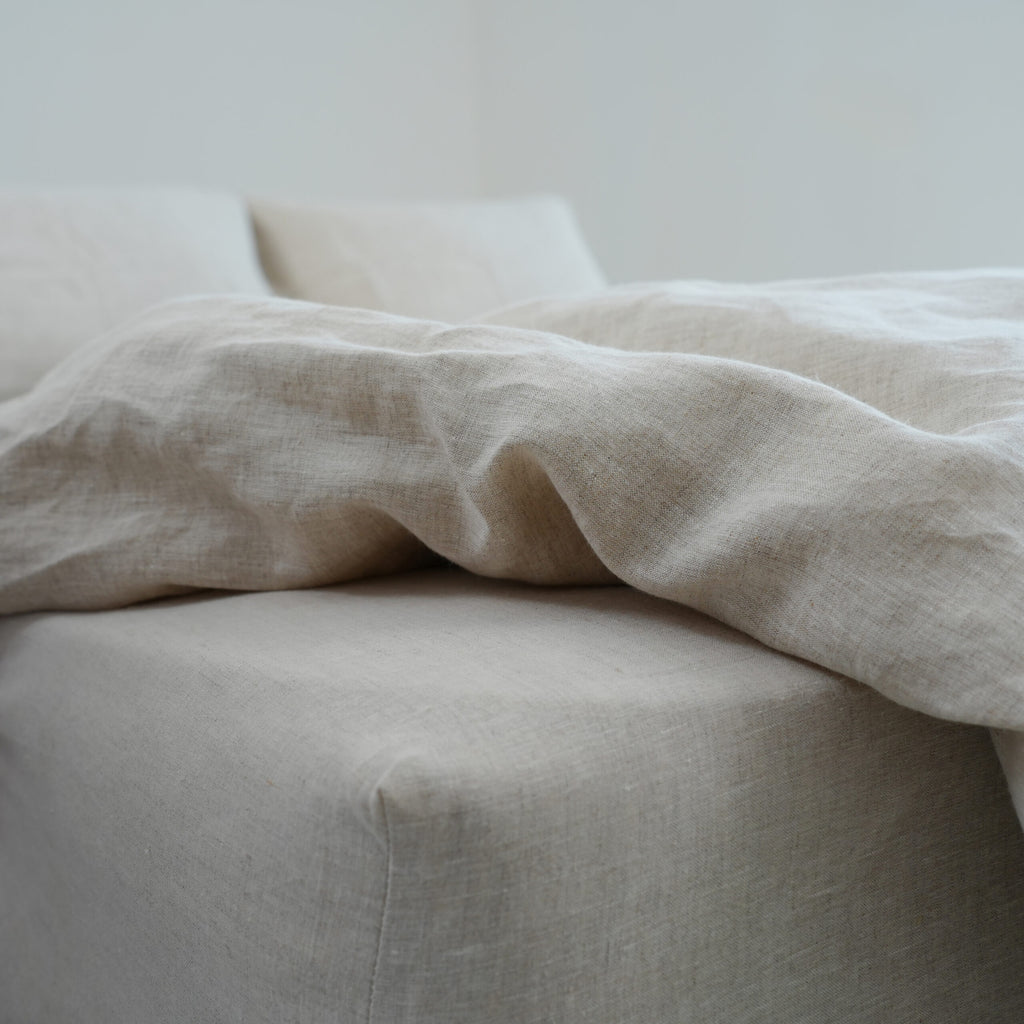 Flax French Linen Duvet Cover+2 Pillowcases Set - Plain Dyeing 07