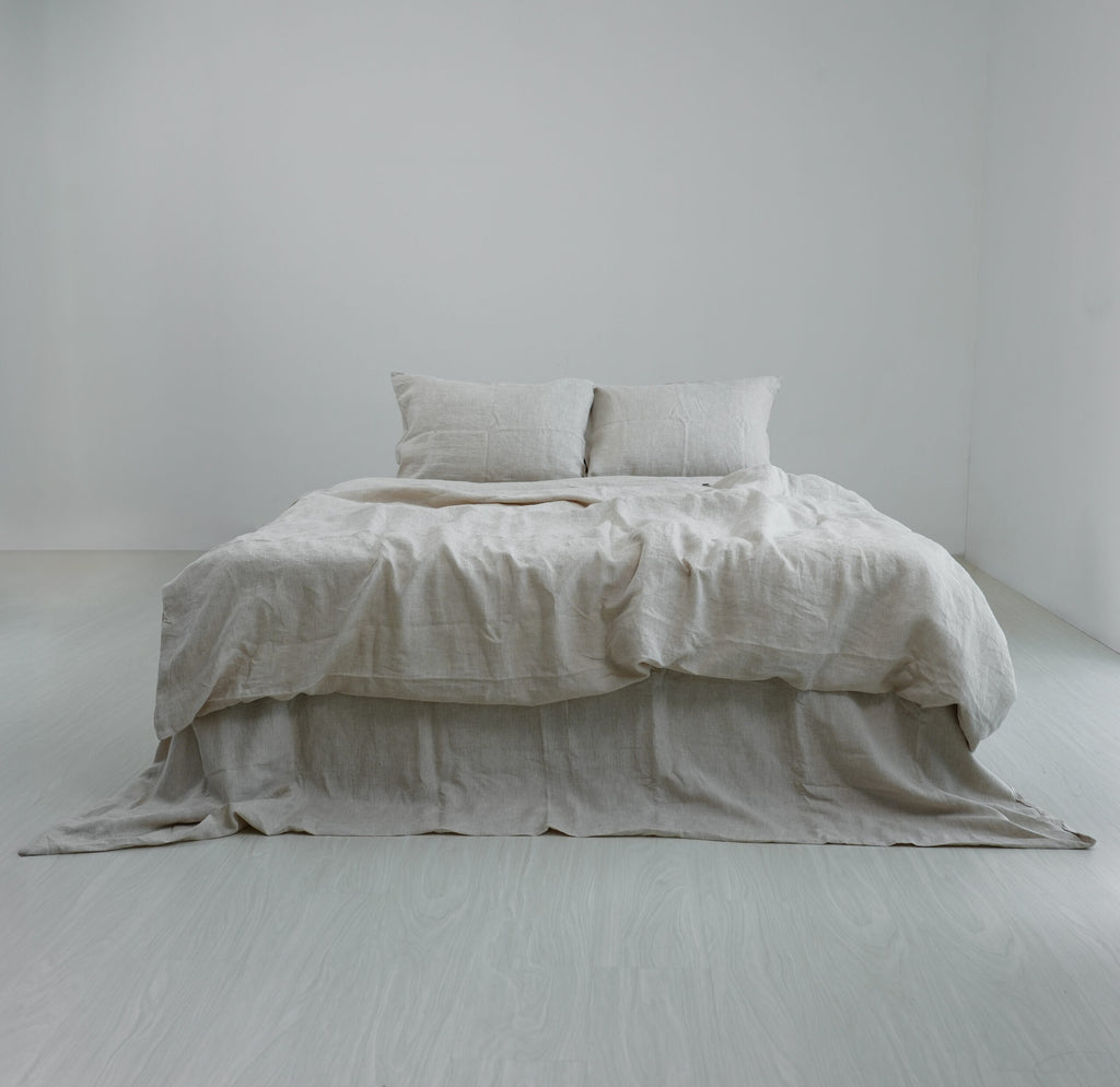 Flax French Linen Duvet Cover+2 Pillowcases Set - Plain Dyeing 07