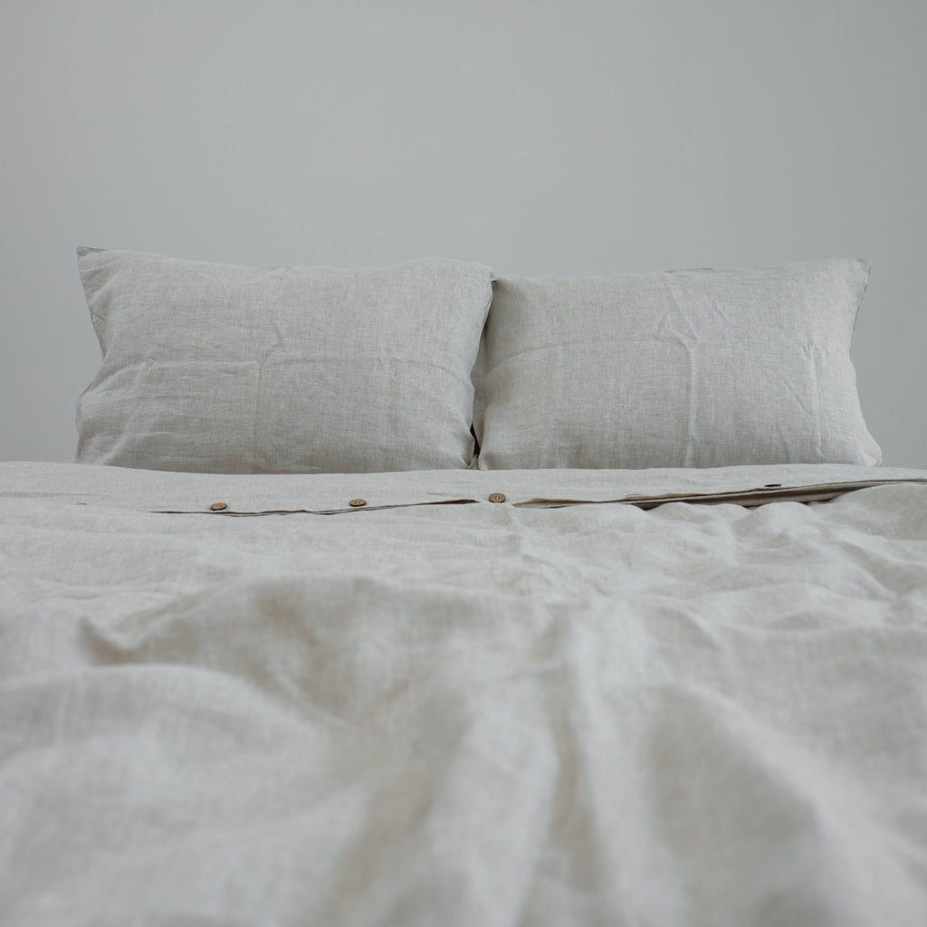 Flax French Linen Duvet Cover+2 Pillowcases Set - Plain Dyeing 07