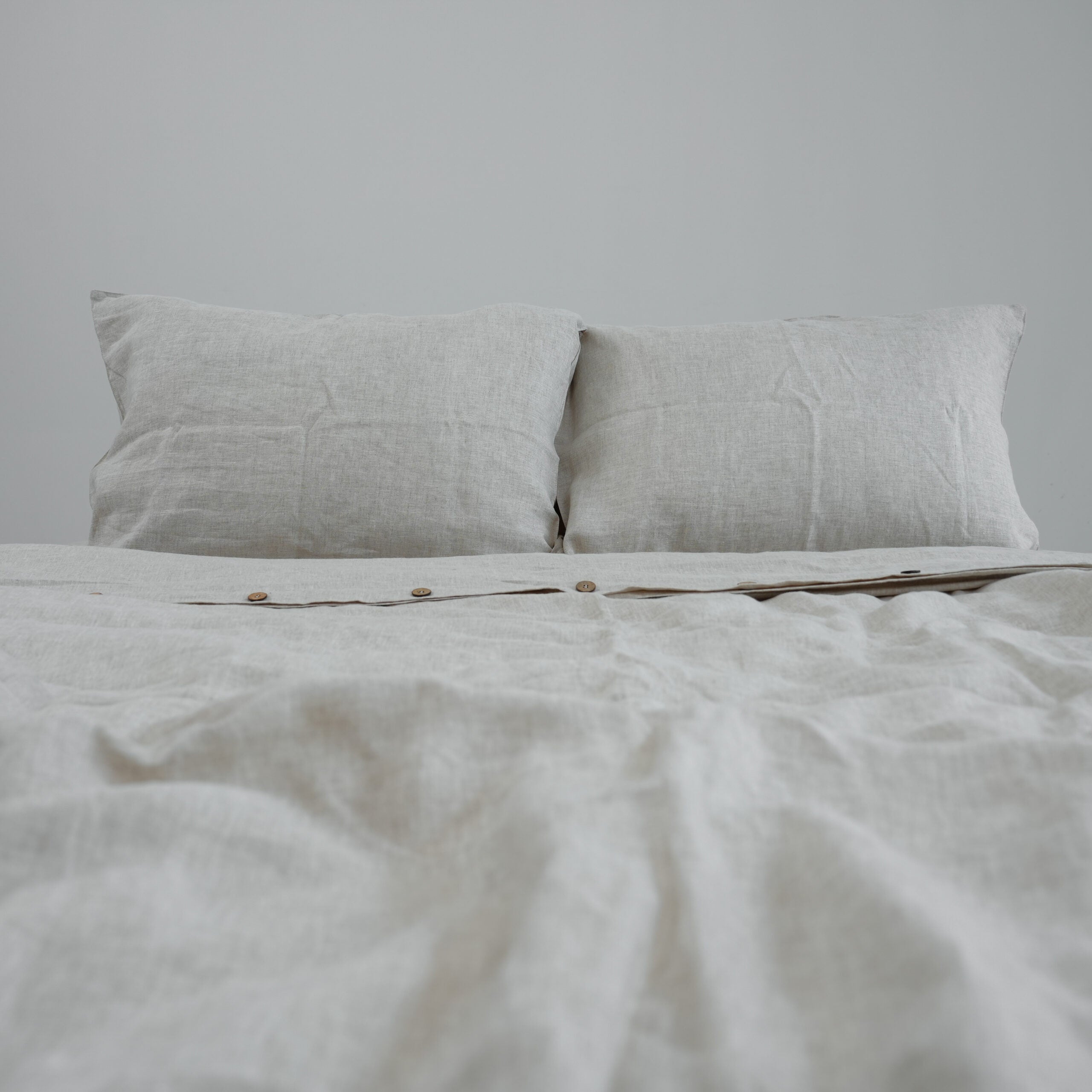 Flax French Linen Duvet Cover+2 Pillowcases Set - Plain Dyeing 07