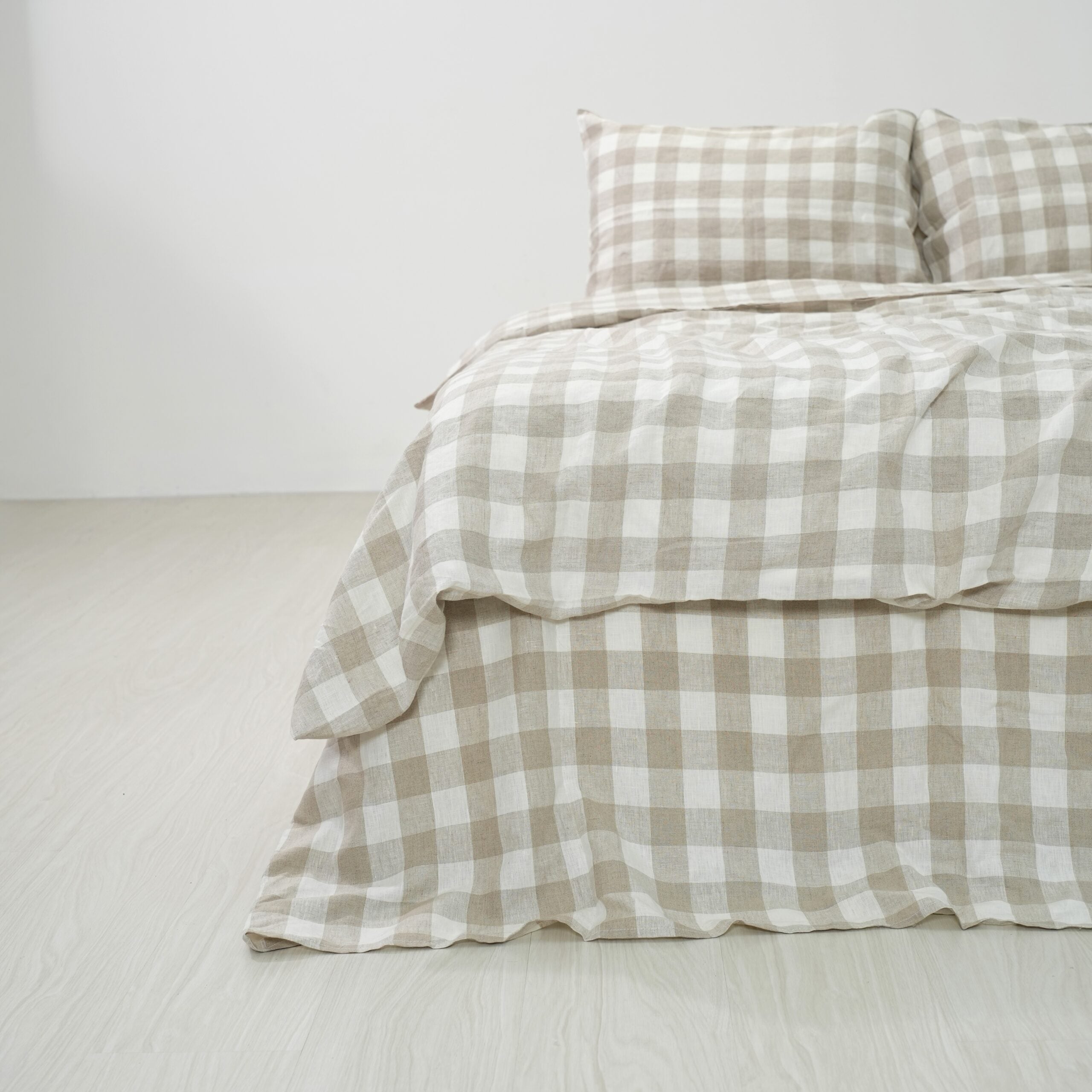 Grid French Linen Duvet Cover+2 Pillowcases Set - Yarn Dyeing 58