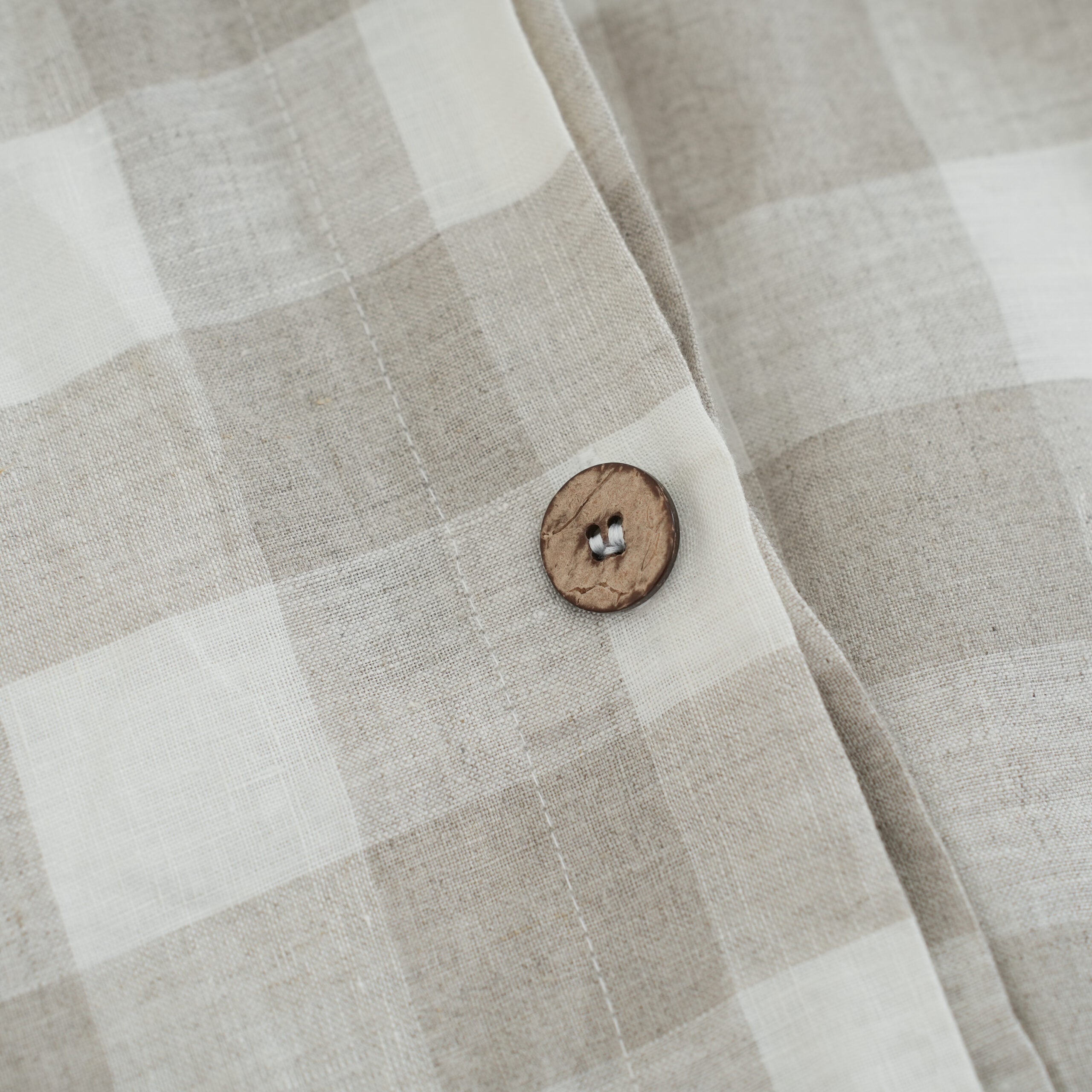 Grid French Linen Duvet Cover+2 Pillowcases Set - Yarn Dyeing 58