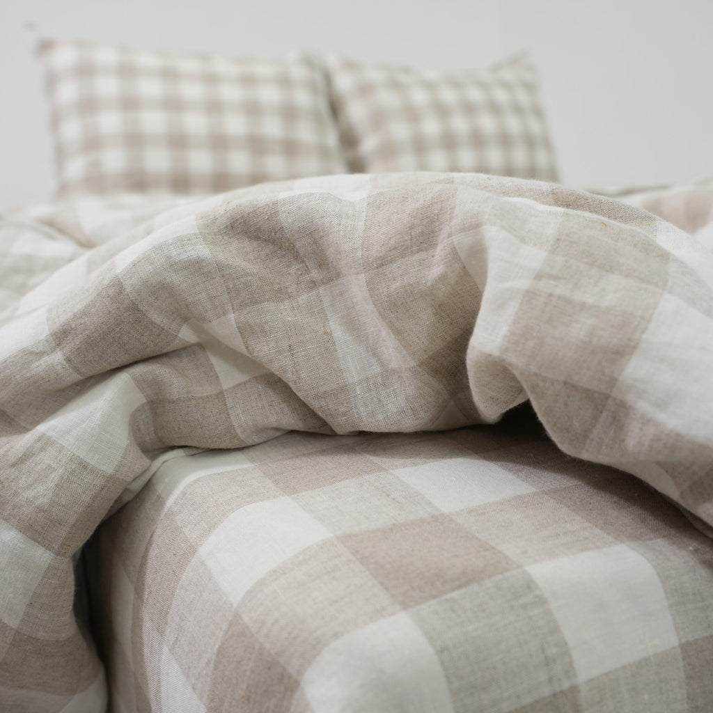 Grid French Linen Pillowcase | Yarn-Dyed | Handmade