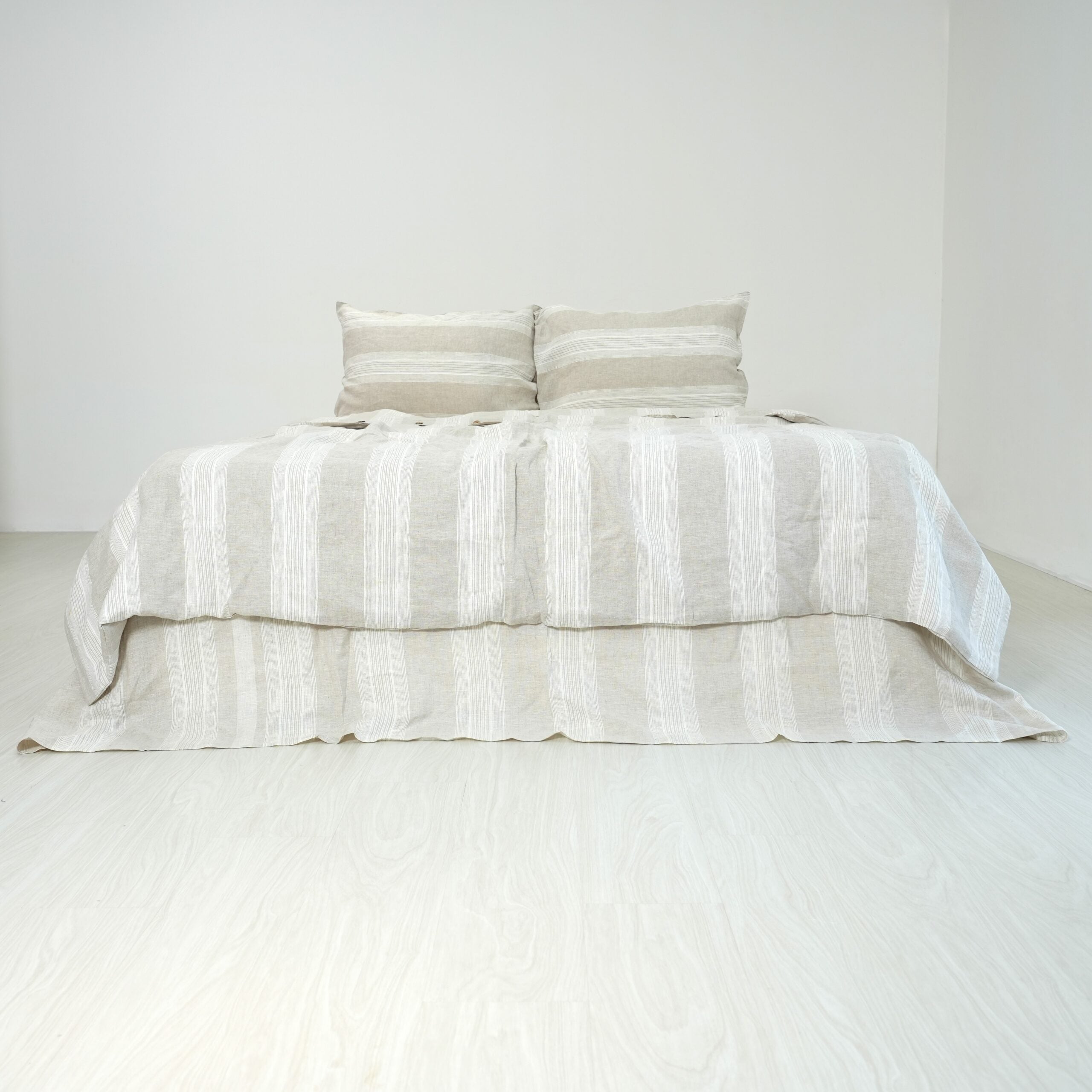 Big Striped French Linen Duvet Cover+2 Pillowcases Set - Yarn Dyeing 61