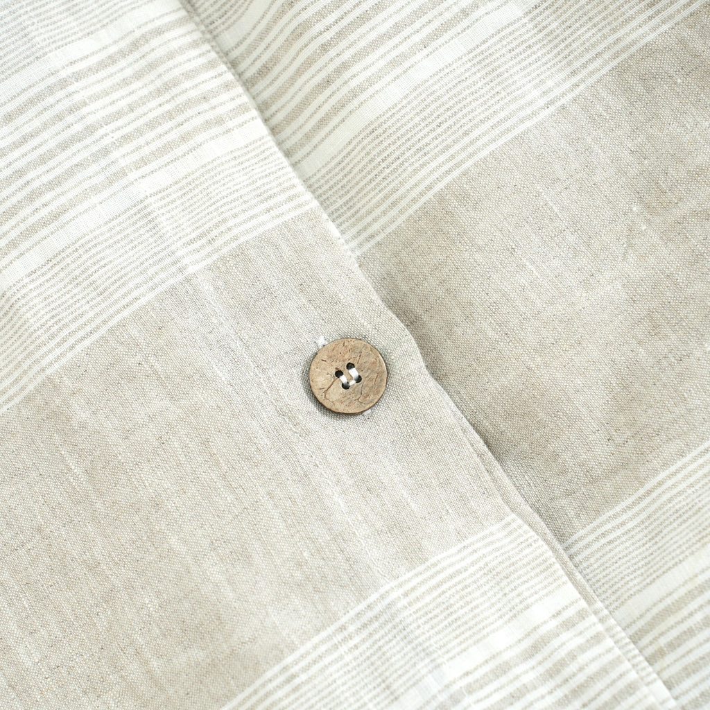 Flax Striped French Linen Flat Sheet | 100% Linen Flat Sheet