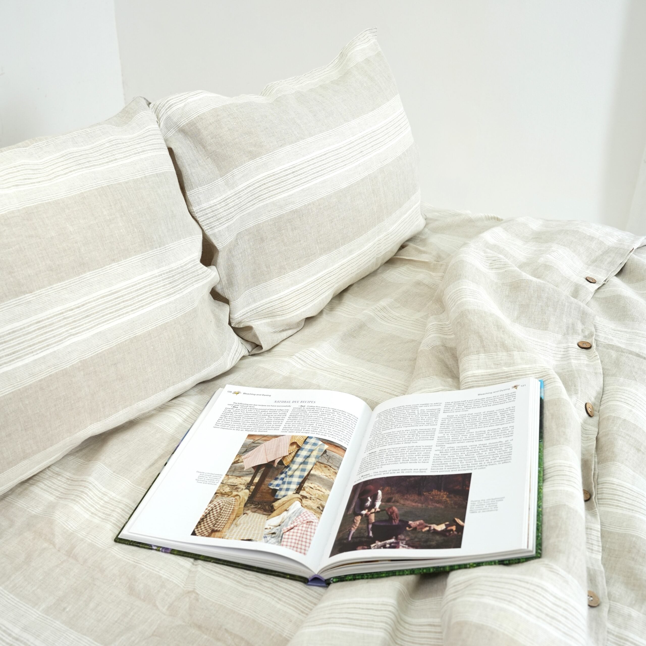 Flax Striped French Linen Flat Sheet | 100% Linen Flat Sheet