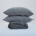 Gray French Linen Duvet Cover+2 Pillowcases Set | Yarn-Dyed | Handmade