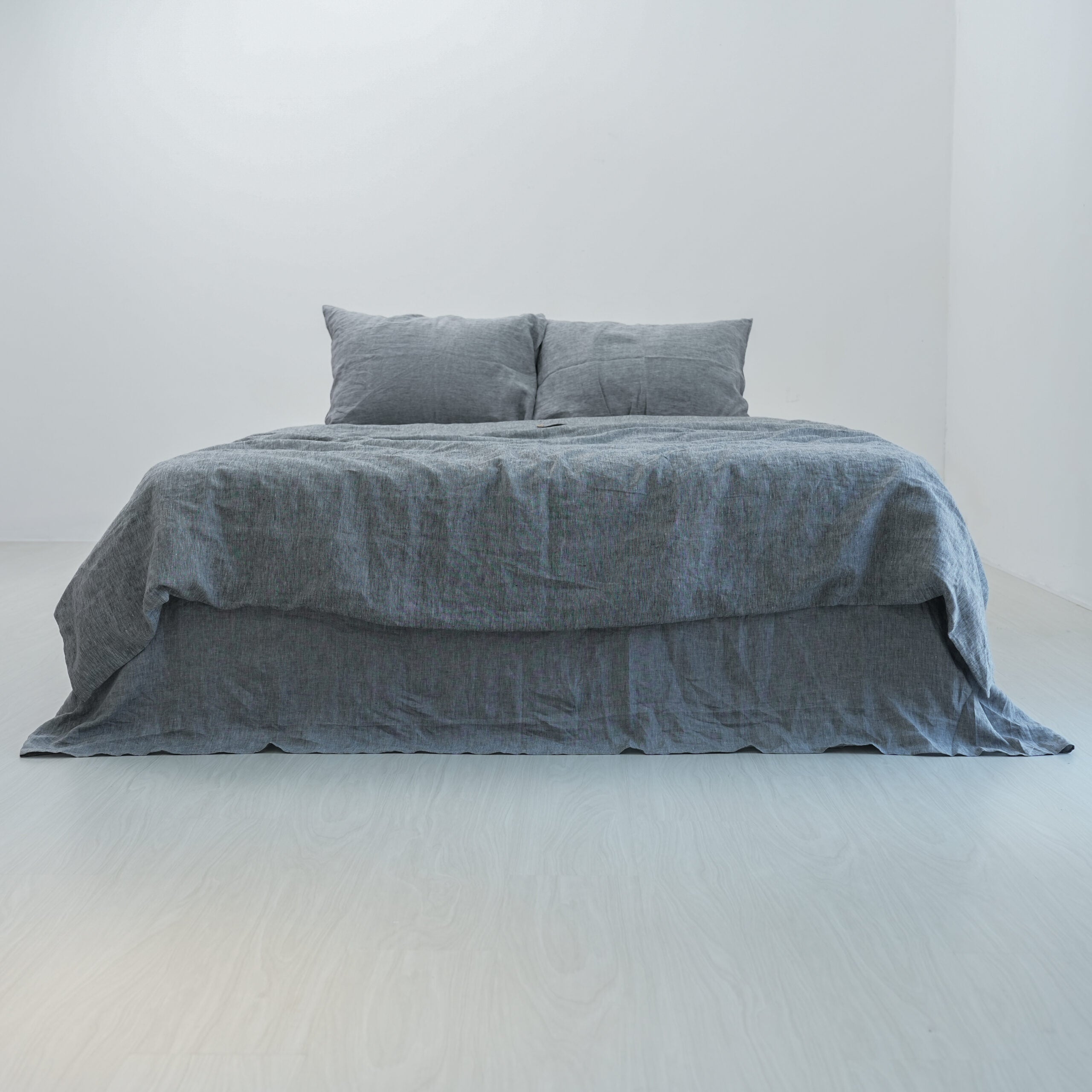 Gray French Linen Duvet Cover+2 Pillowcases Set | Yarn-Dyed | Handmade