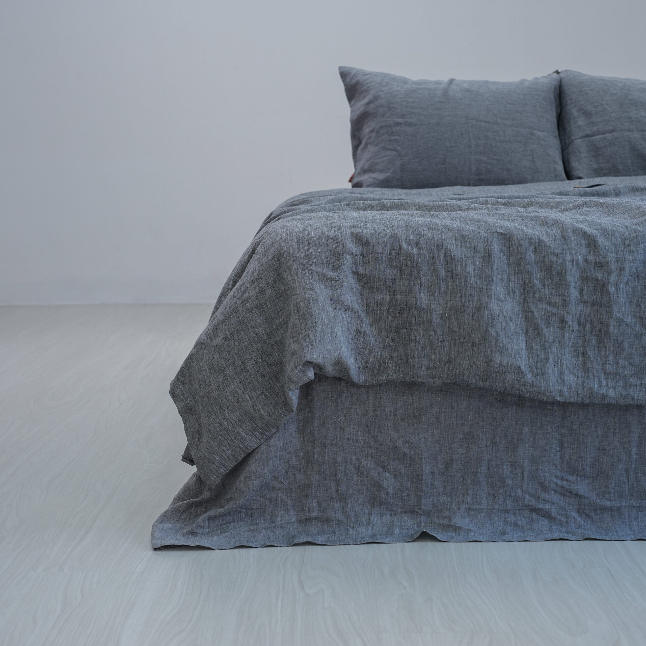 Gray French Linen Duvet Cover+2 Pillowcases Set | Yarn-Dyed | Handmade