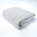 Grey striped French linen flat sheet, 100% European flax, stonewashed - SCANDALINEN