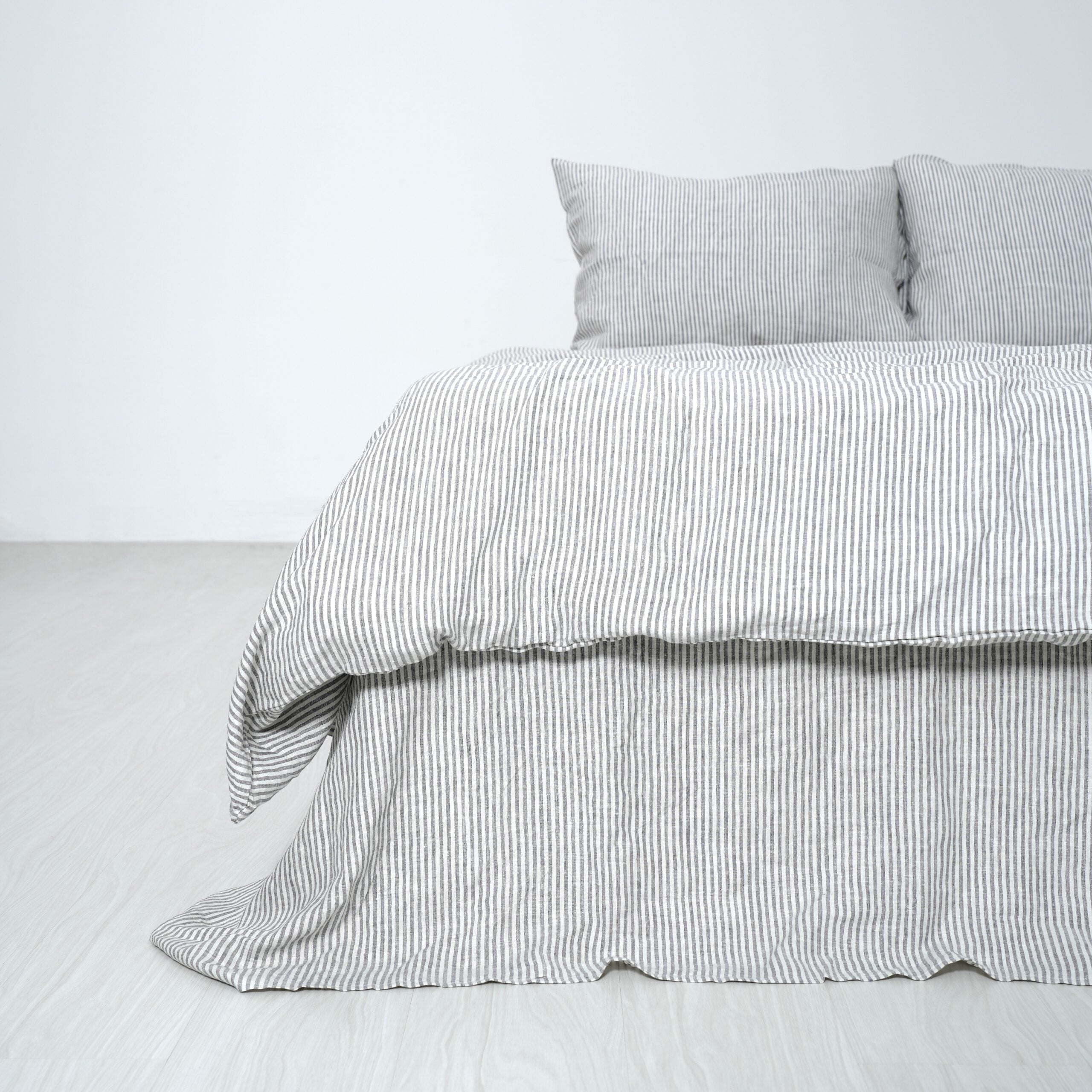 Striped French Linen Duvet Cover+2 Pillowcases Set - Yarn Dyeing 49
